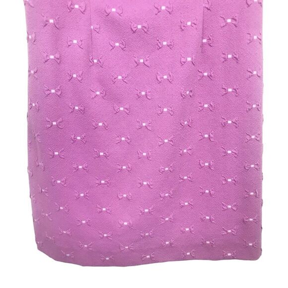 Tyler Böe Pinkish Purple White Bow Textured Sleeveless Drape Neck Pencil Dress - Picture 7 of 14